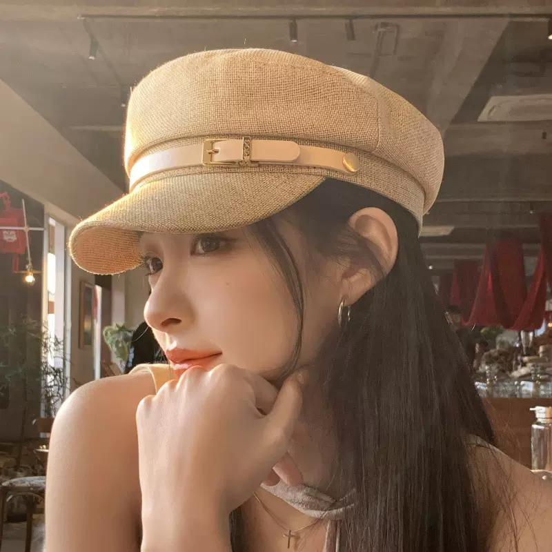 春季新款时尚报童帽女韩版皮带扣八角帽休闲百搭气质显脸小鸭舌帽