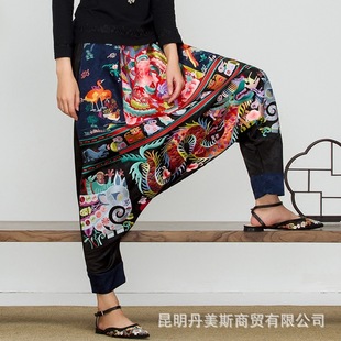 New ethnic style embroidered pants women's retro National style embroidered crotch pants fashionable personalized leggings