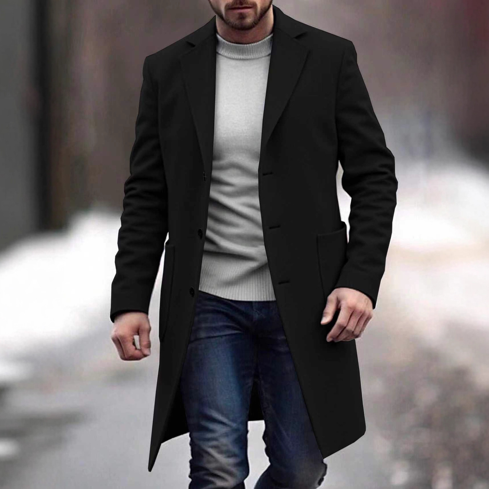 2025 Autumn/Winter Cross-Border European And American Men's Single-Breasted Woolen Trench Coat 124_voghion.com