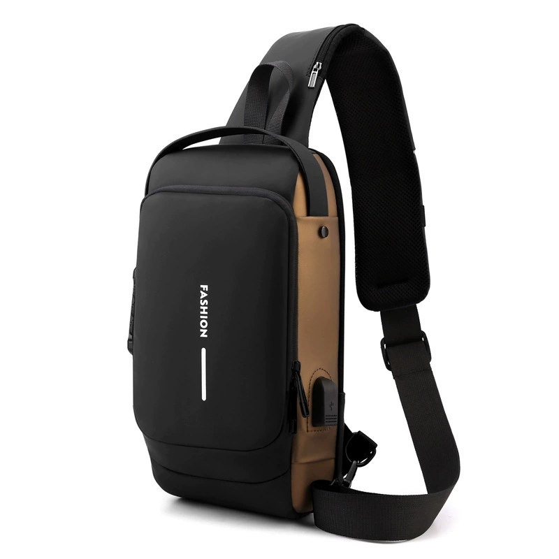 Lock, men's chest bag, sports shoulder bag, anti-theft