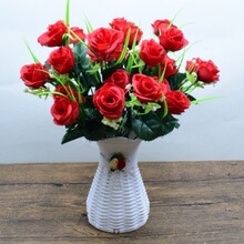 花束餐桌摆设婚庆客厅塑料摆件婚房装饰茶几套装花艺假花盆栽