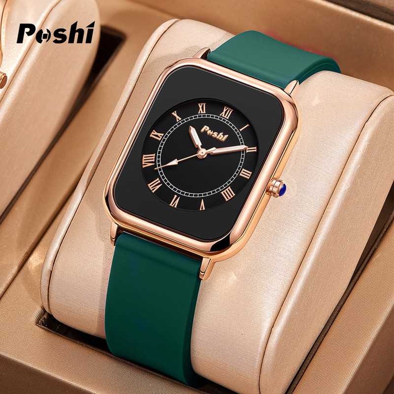 POSHI reloj de mujer popular cuadrado reloj de mujer TikTok Live impermeable de silicona par reloj de cuarzo reloj de mujer