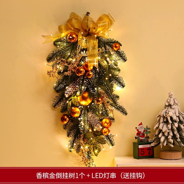 Champagne gold upside down tree + lamp (free hook)