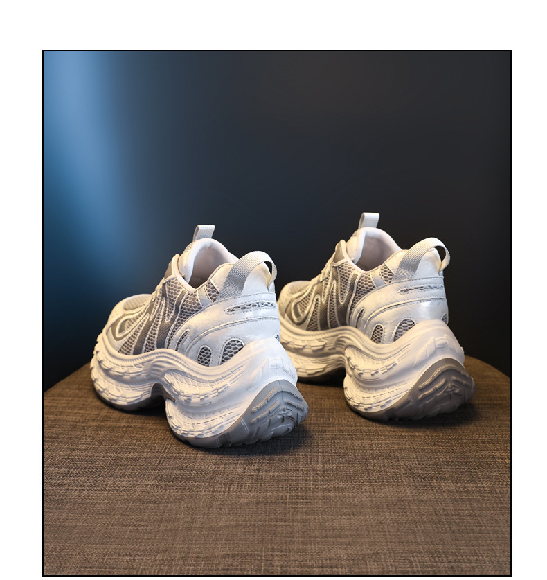 Giày sneaker nữ đế dày tăng chiều cao lưới thoáng khí phong cách thể thao — xanh lam chi tiết 20