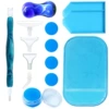 Blue coloured pencils, tools set