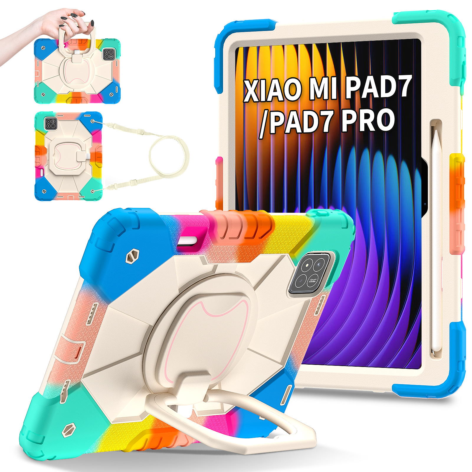 Funda para Tableta con Ranura para Lápiz para Xiaomi Pad 7 / Pad 7 Pro, A prueba de golpes, Con soporte, Anti-caída