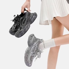 厚底复古做旧老爹鞋女2025新款炸街休闲女鞋圆头户外灰色运动鞋女