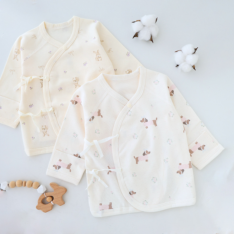 Newborn Spring & Fall 0-3 Months Pure Cotton Half-Back Clothing Category a Boneless Strap Monk Clothing Newborn Baby All-Season Tops