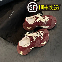 牛皮~葡萄妈同款增高6cm爆火八爪鱼老爹鞋厚底百搭运动鞋女德训鞋