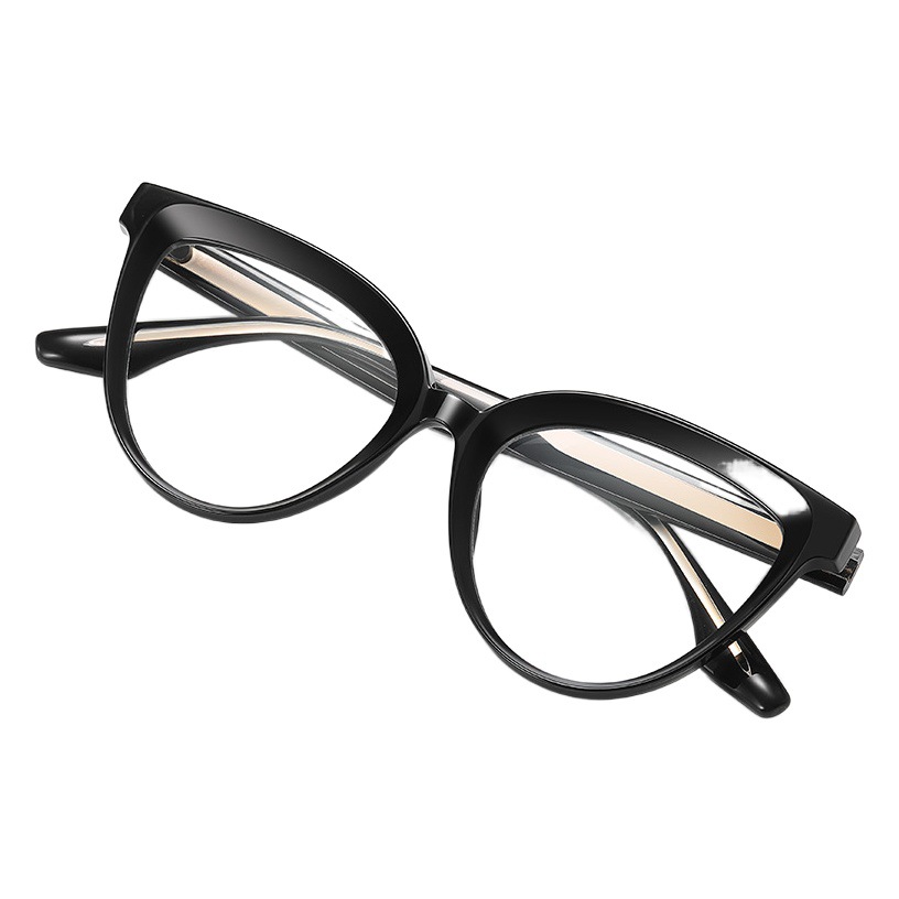 Nuevo Marco de gafas de moda Marco de ojo de gato femenino gafas lisas ultra ligero TR-BC905 placa pin pierna anti-azul gafas de luz