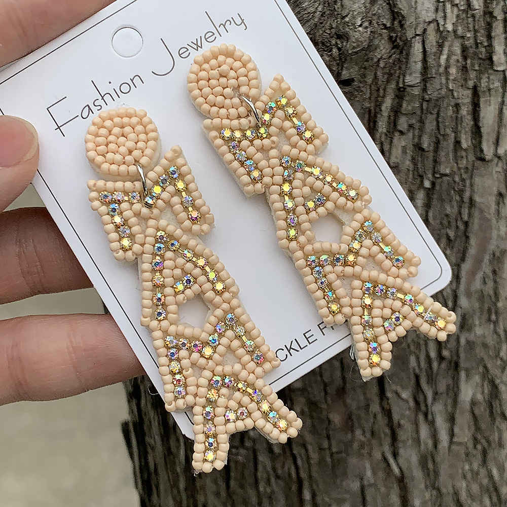 1 Pair Simple Style Letter Beaded Drop Earrings display picture 5