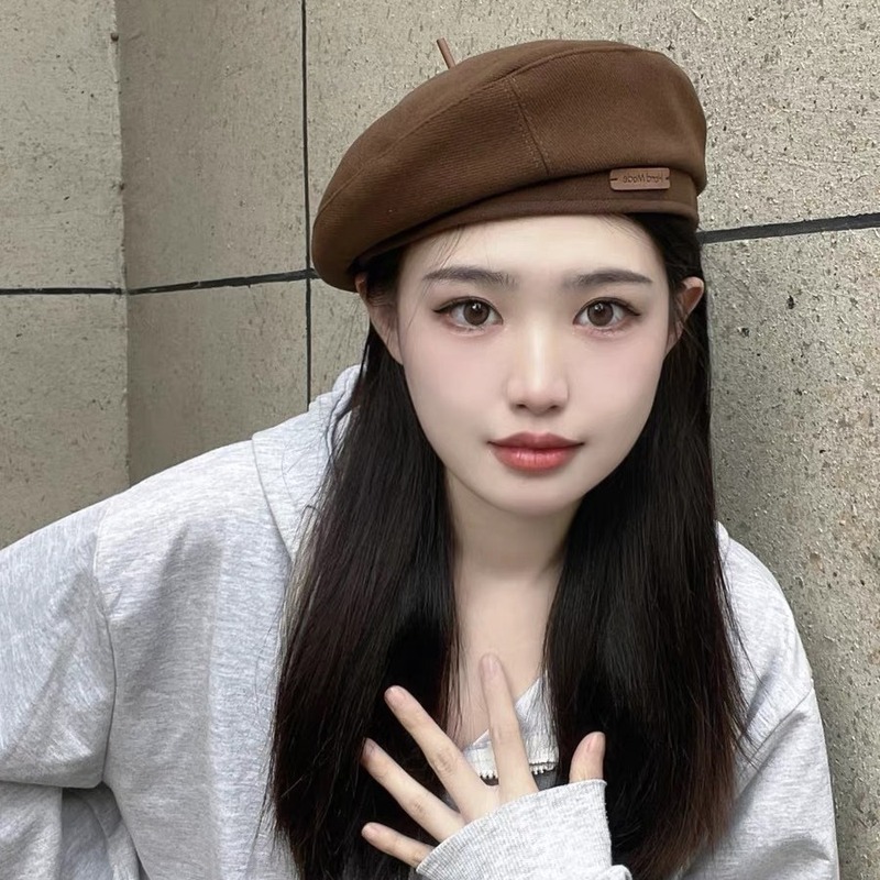 批发毛呢贝雷帽女显脸小秋冬宝贝熊日系复古卡通时髦气质画家帽女|undefined