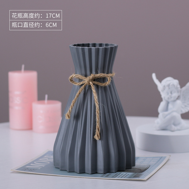 Florero de plástico nórdico anti-caída Arreglo floral para el hogar Sala de estar Decoración creativa moderna Florero de flores secas