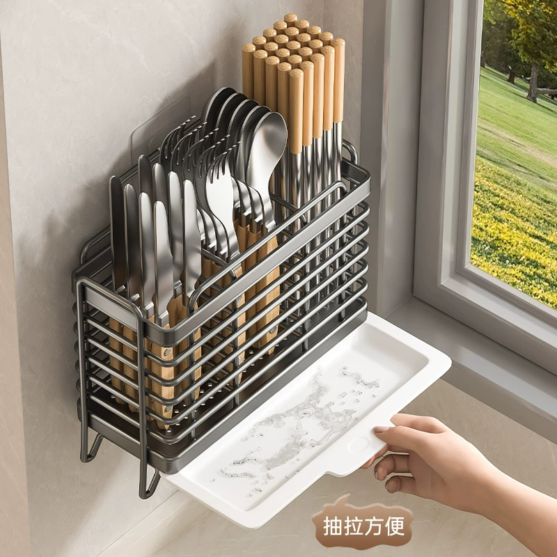 Chopsticks, transparent drying rack for home use, spoon, storage box