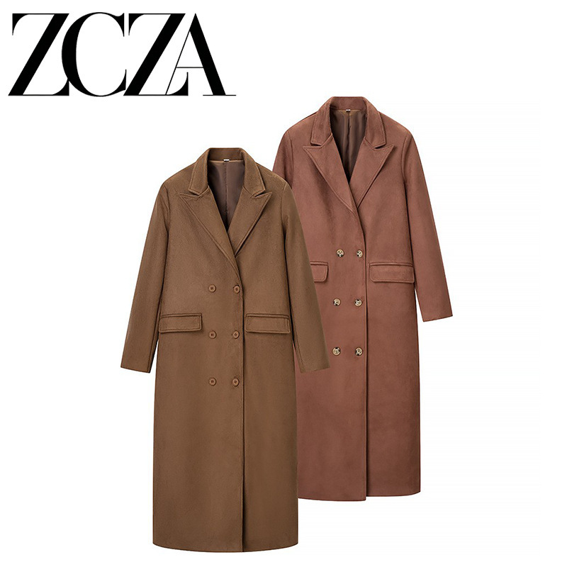 Zcza Self-Made European and American Style New Women's Fashion Versatile Casual Loose Suede Trench Coat Zcza Self-Made European and American Style New Women's Fashion Versatile Casual Loose Suede Trench Coat