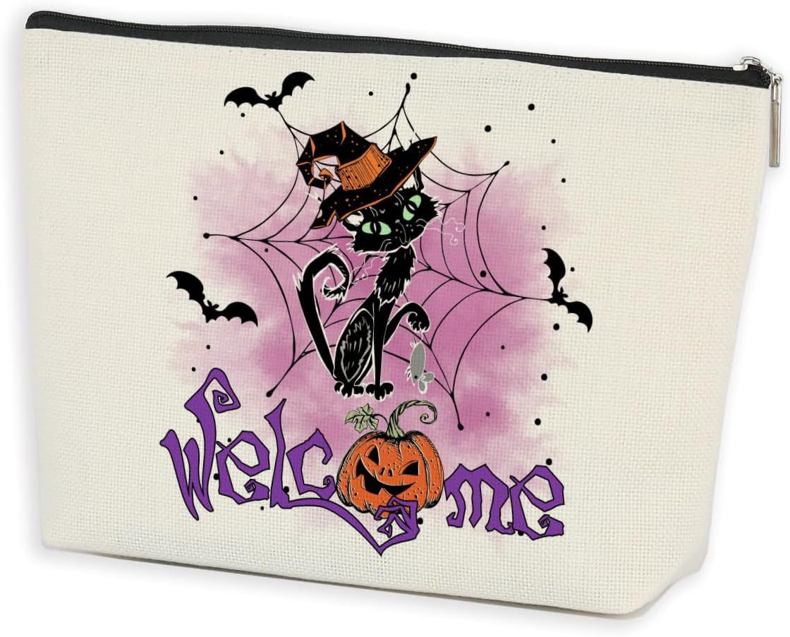 Transfronterizos Amazon Halloween maquillaje letras Halloween brujas maquillaje bolsa bolsa de almacenamiento lino fábrica directa
