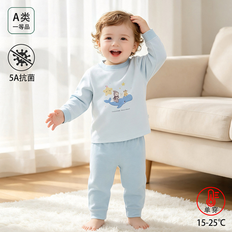 Children's warm autumn and winter thermal underwear set, thickened fleece base layer, two-piece pure cotton home wear Children's warm autumn and winter thermal underwear set, thickened fleece base layer, two-piece pure cotton home wear