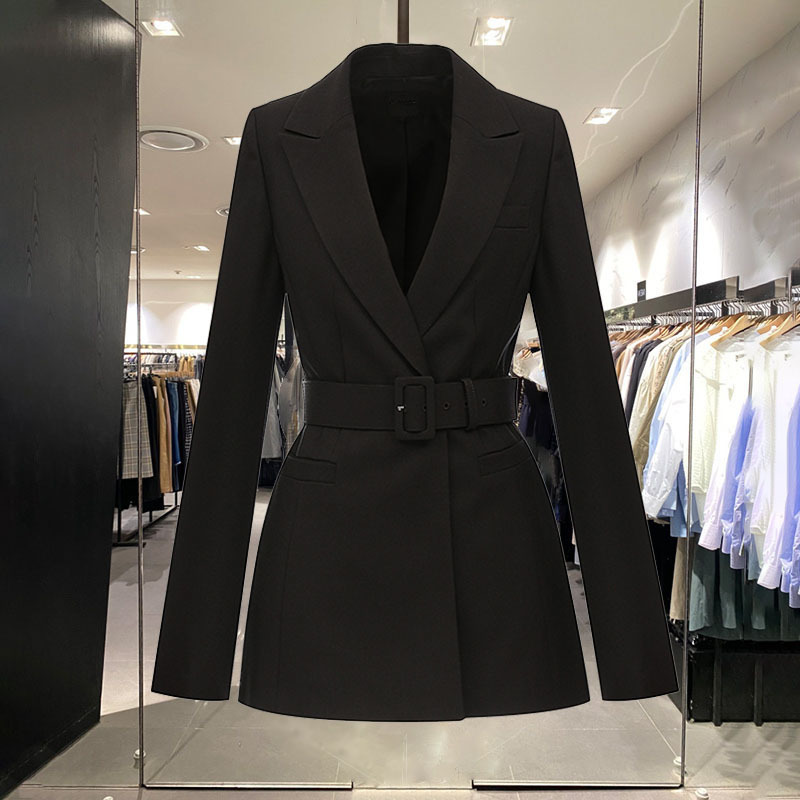 Vintage Fashion Lace-up Waist Long Sleeve Small Suit Jacket Women's 2025 Spring New Elegant Professional Casual Suit