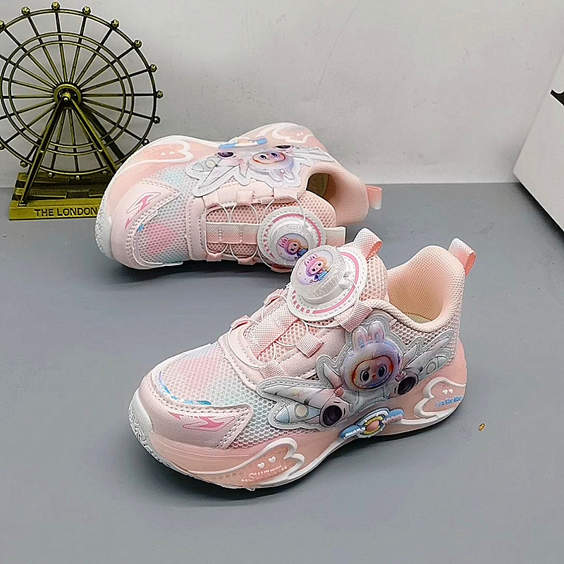 27-32 Tamaño de zapatos deportivos de piel de oso para niños zapatos de correr de primavera zapatos de botón de tela