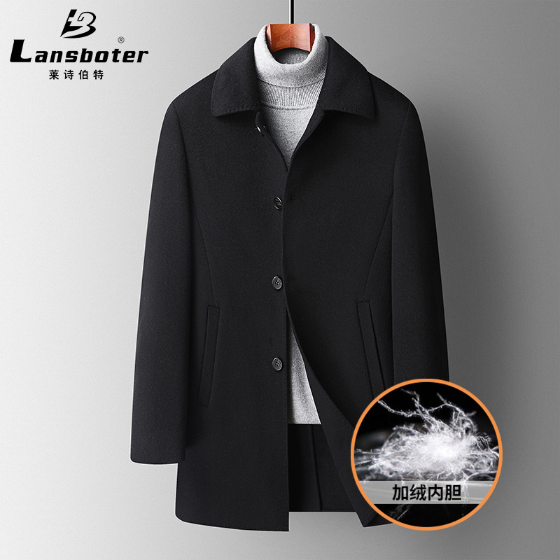 Autumn and Winter New 100 Woolen Outwear Men's Lapel Mid-Length down Removable Liner Double-Sided Woolen Windbreaker Autumn and Winter New 100 Woolen Outwear Men's Lapel Mid-Length down Removable Liner Double-Sided Woolen Windbreaker