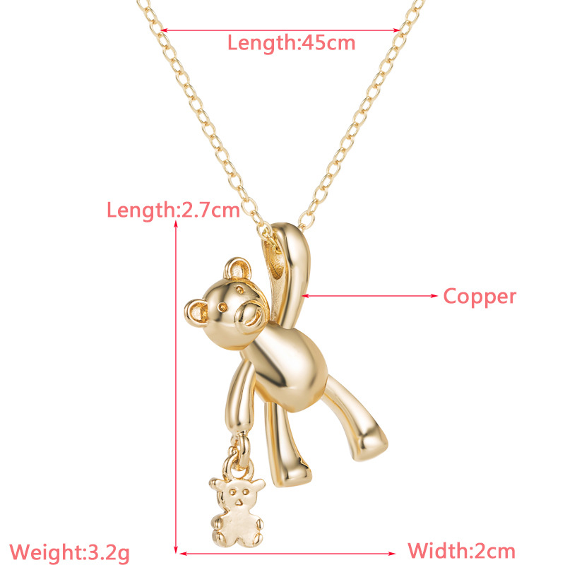 Cute Bear Copper Pendant Necklace 1 Piece