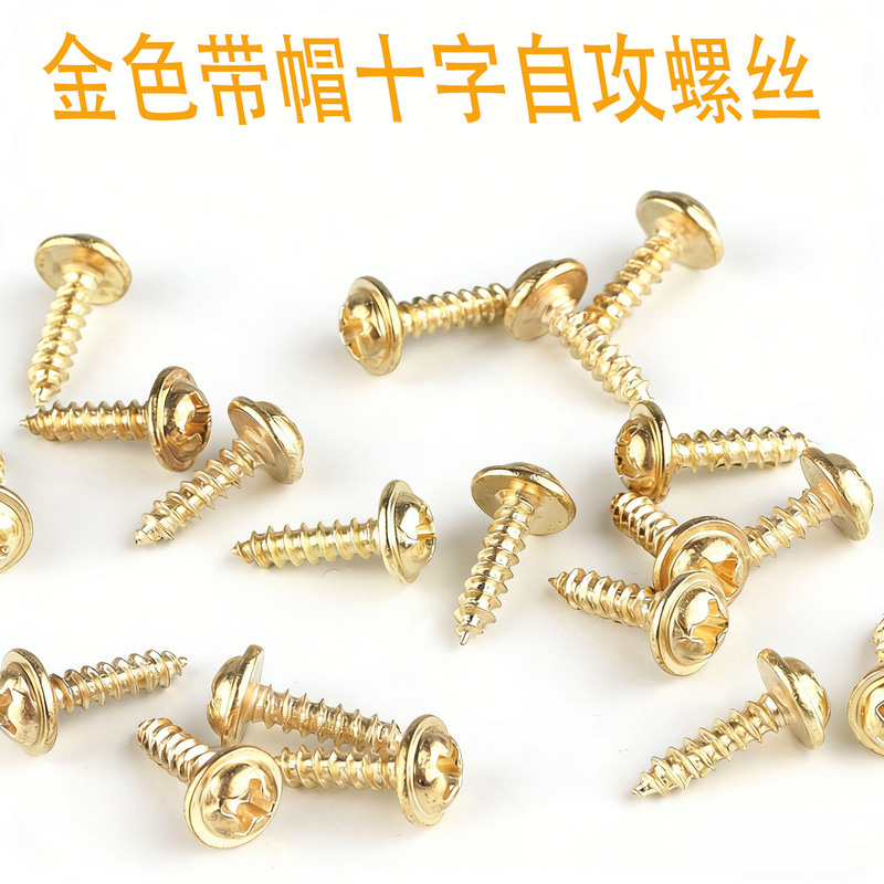 Photo Frame Gold Self-Tapping Screws with Washers, Round Head Screws, Hardware Accessories, Cross-Stitch Mounting Materials Wholesale Photo Frame Gold Self-Tapping Screws with Washers, Round Head Screws, Hardware Accessories, Cross-Stitch Mounting Materials Wholesale