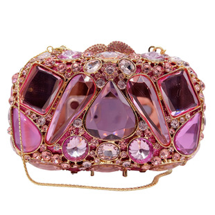 Spot Cross-Border New Diamond-Encrusted Evening Bag Glass Diamond Clutch Bag Banquet Ladies Bag Stone Clutch Bag