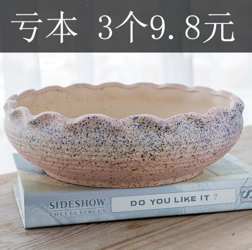 Large Diameter Succulent Flower Pot, Simple Ceramic Flower Pot for Succulents, Creative Combination Platter, Extra Large Coarse Pottery, Free Shipping