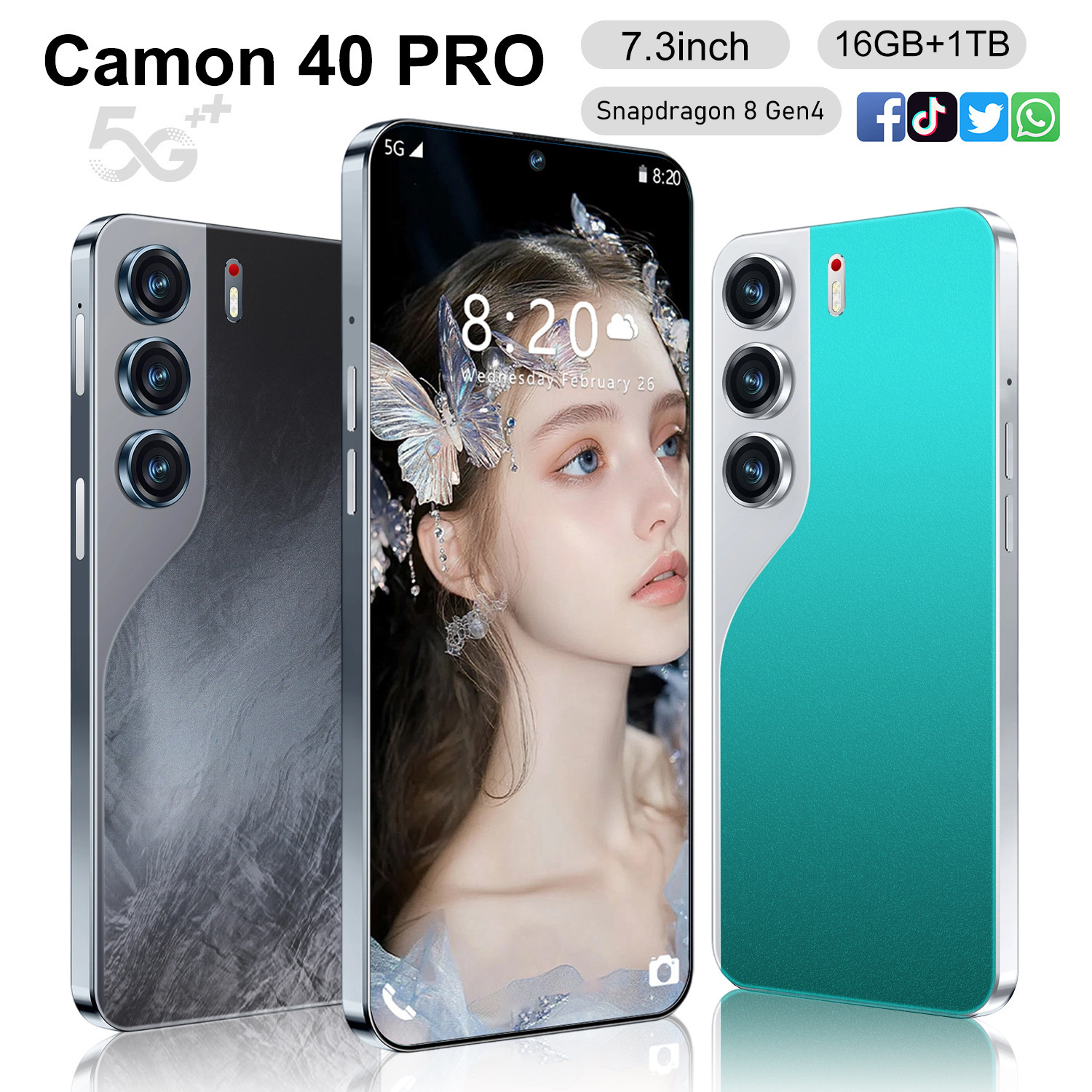 Southeast Asia Hot Selling Cross-Border Mobile Phone Camon 40 Pro Straight All-In-One 7.3-Inch 2+16g Smartphone Wholesale
