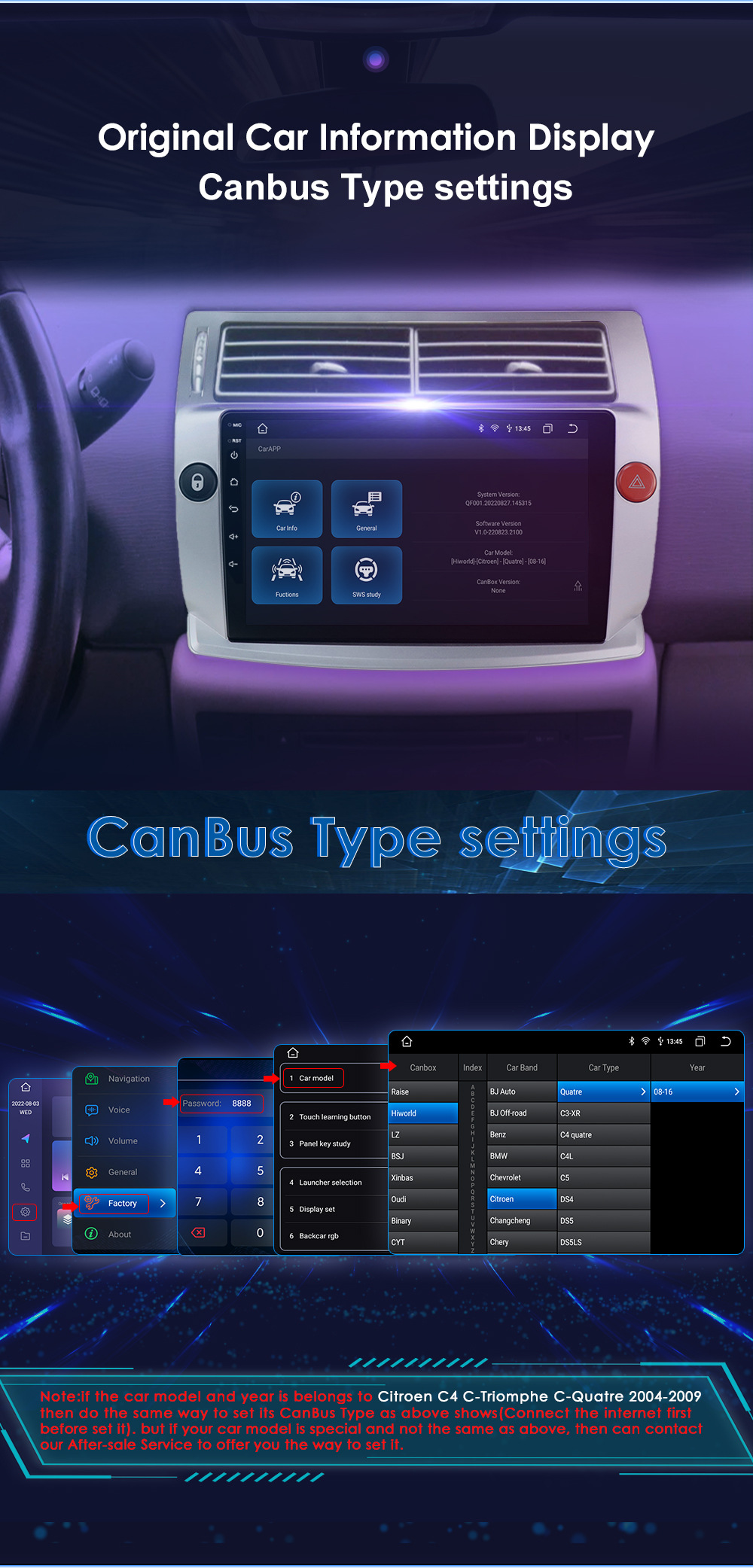 Suitable for 04-09 Citroen C4 Android Large-Screen Car Stereo with Reversing Camera and Gps Navigation All-In-One Device