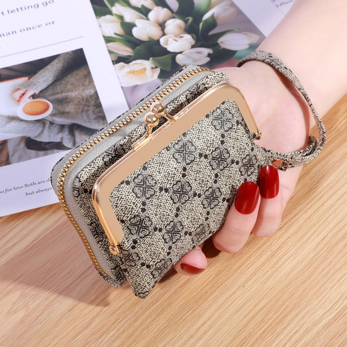 Women's Fashion Wrist Strap Wallet Short Length Zero Wallet Large Capacity Coin Holder with Multi-Card Slots Card Holder Money Clip