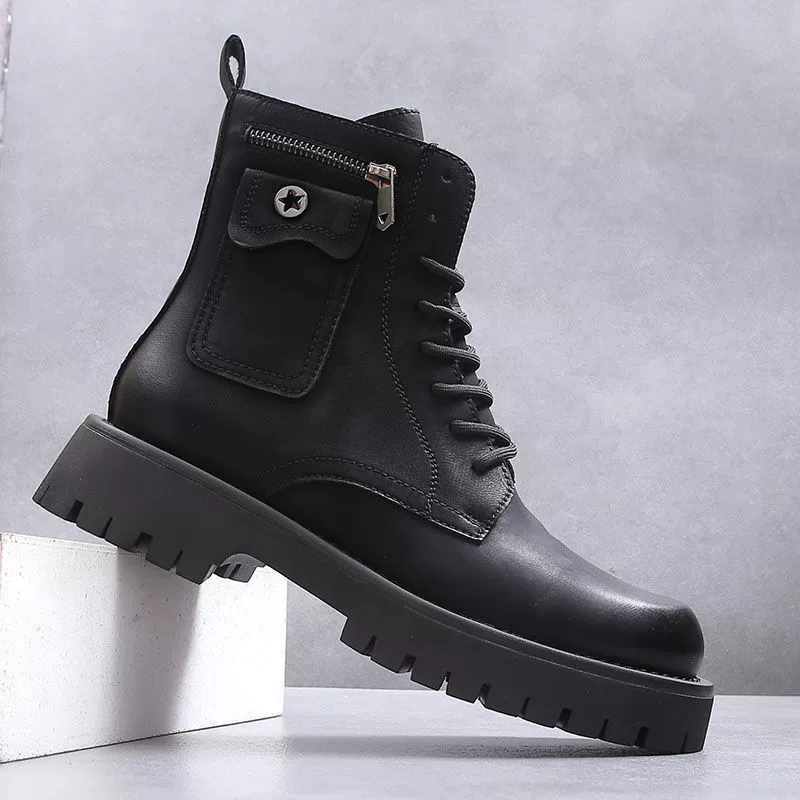 Модные кожаные сапоги Martin мужские высокие ботинки в британском стиле