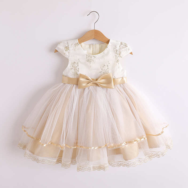 Vestido de las muchachas Vestido de princesa Vestido de malla bordado Amazon Venta caliente ropa para niños vestido de banquete de cumpleaños para niños