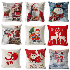 跨境聖誕抱枕套家居卡通雪人床頭沙發靠枕枕頭聖誕節抱枕節日禮品