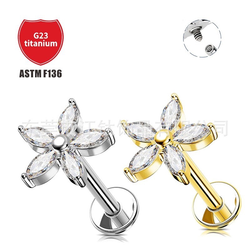 Pointed titanium steel lip stud product view