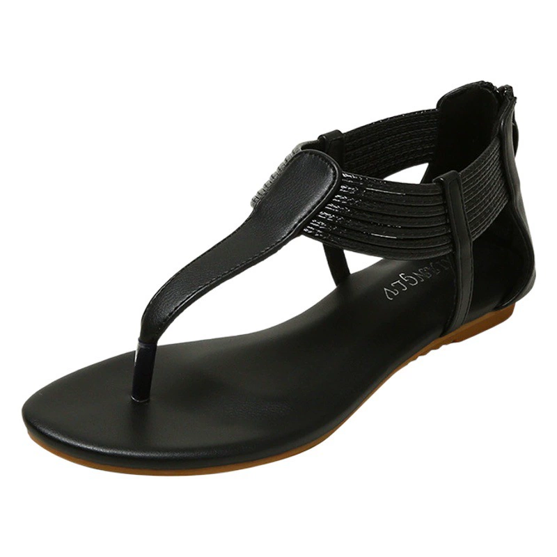 Женские шлепанцы для внешней торговли, лето 2025, повседневные плетеные с цветовыми блоками, нескользящие плоские сандалии для улицы, пляжная обувь 1407-57