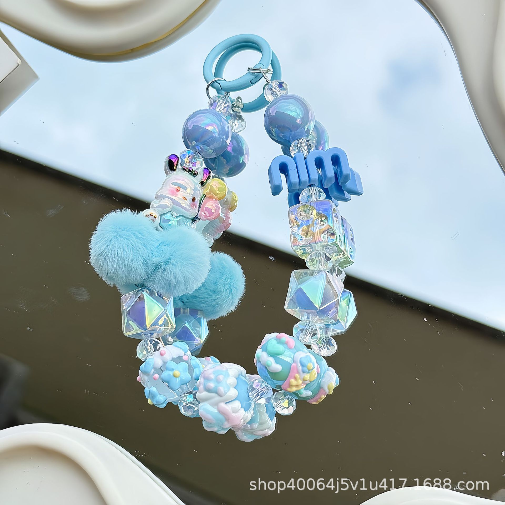 블루 체인(랜덤 핸드페인팅 비즈)