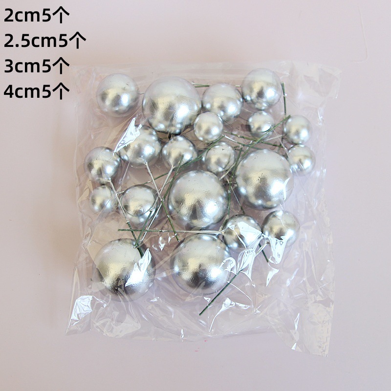 Golden Ball Silver Ball Cake Decorative Plug-in 10 Pack ins Cold Style Golden Ball Silver Ball Birthday Cake Decorative Accessories