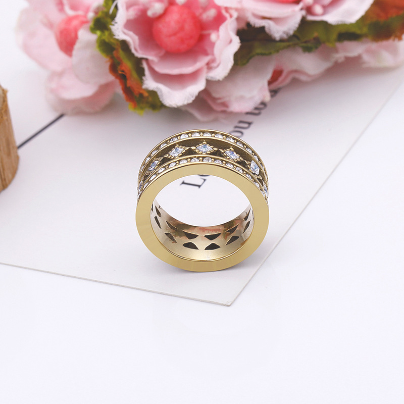 Daily Occasion 304 Stainless Steel Material Fashion Geometric Stainless Steel Rings Diamond Stainless Steel Rings