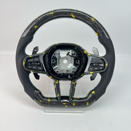 Suitable for BMW CS steering wheel, new 345 series X3X5X6 modified M3M4 carbon fiber steering wheel with M1M2 button paddles
