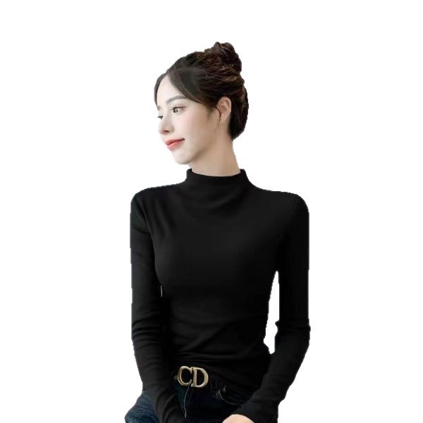 早秋保暖上衣法式德绒高级感内搭针织衫打底女纯色修身显瘦时尚|undefined