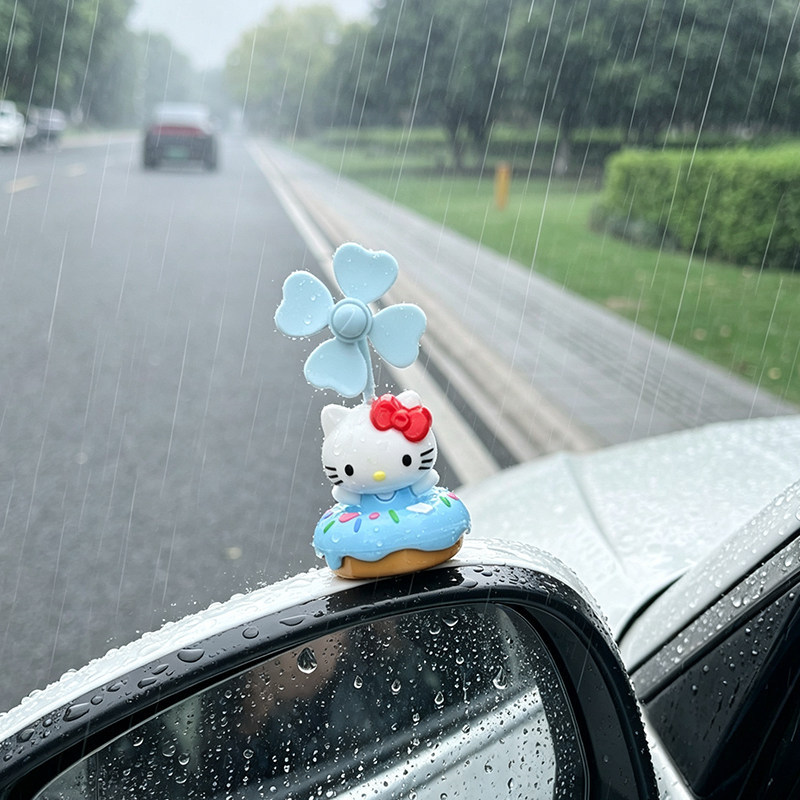 Cartoon donut KT cat windmill car ornament electric car interior decoration car hanging accessory