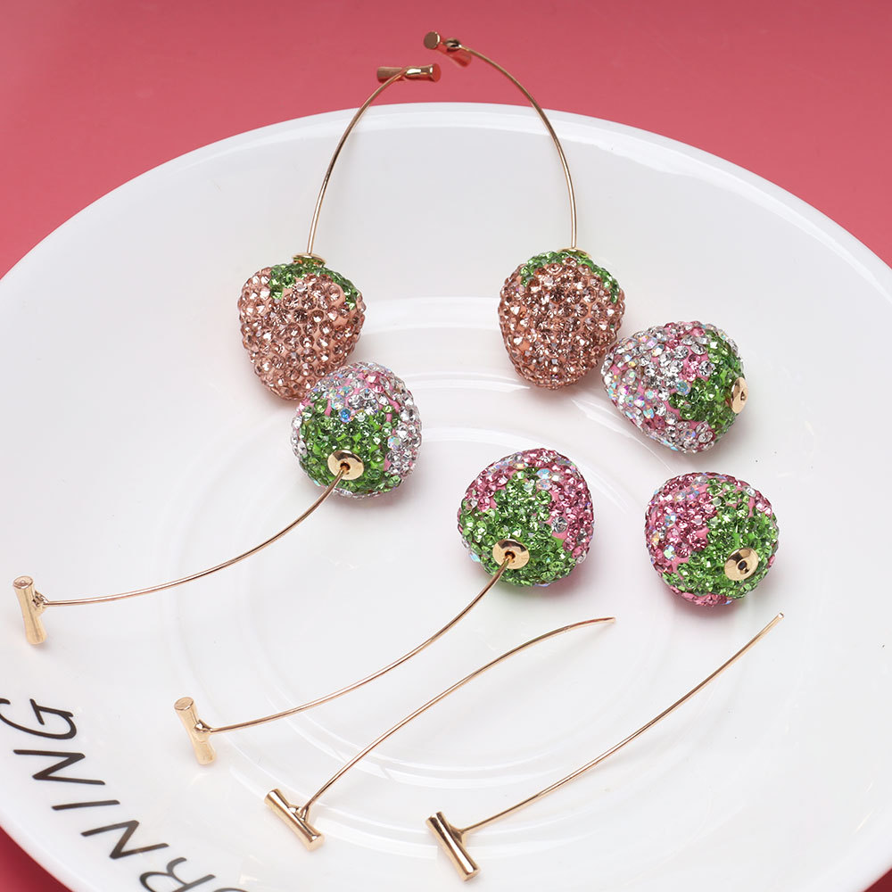 12g Weight Alloy Ear Needle Material Ear Studs Classification 1 Pair Quantity Holiday, Tea Party Occasion Zinc alloy Material Strawberry Pattern All Seasons Season Women's Gender Plating Design Sweet, Simple Style Style 1 Pair Sweet Simple Style Strawberry Plating Zinc Alloy Ear Studs 3