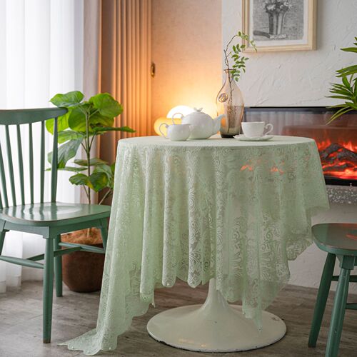 Yimanqiyun tablecloth light green beaded gauze cake photography background embroidery prop cloth white tablecloth