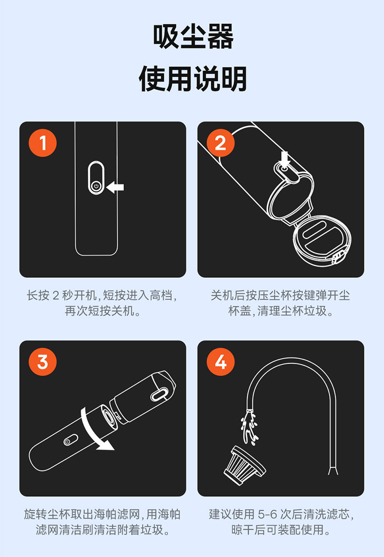 Baseus A5 Air Car Vacuum Cleaner Wireless Portable Small Handheld Mini Long-Lasting Battery Life Large Suction and Strong Power