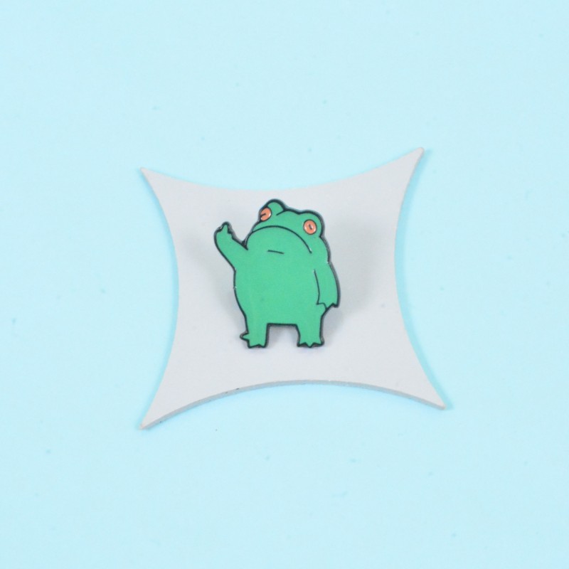 Funny Brooch Cartoon Enamel Middle Finger Frog Pin Anti-Exposure Buckle In Stock Wholesale_voghion.com