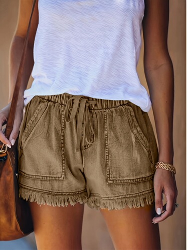 Washed Denim Shorts Casual Denim Womens Washed Shorts