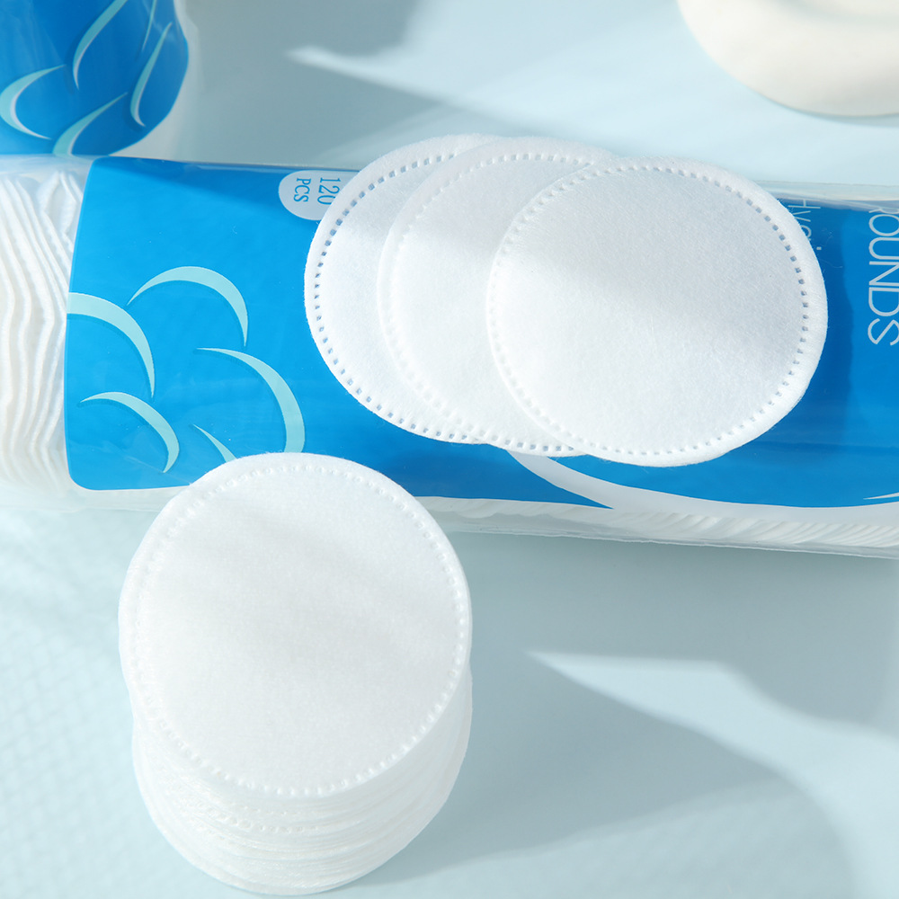 Amazon algodón redondo engrosado agujero de aguja borde sándwich ahorro de agua húmedo aplicación desechable algodón desinfectante de uñas mayorista