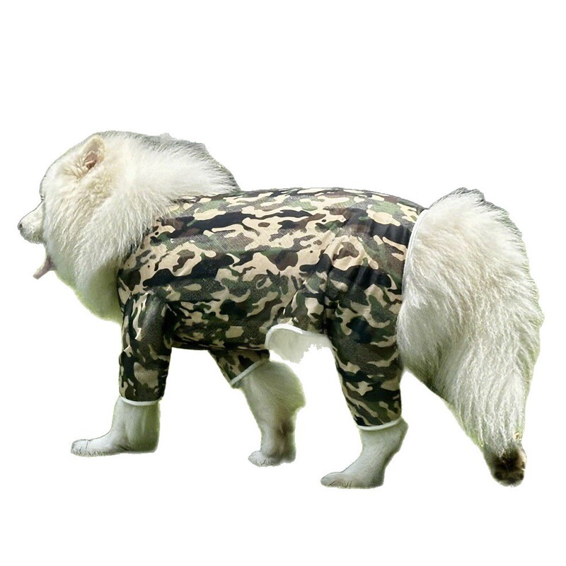 犬服夏薄いメッシュ大型犬ゴールデンレトリバーサモエド四本足服汚れ防止、抜け毛防止夏の日焼け止め|undefined