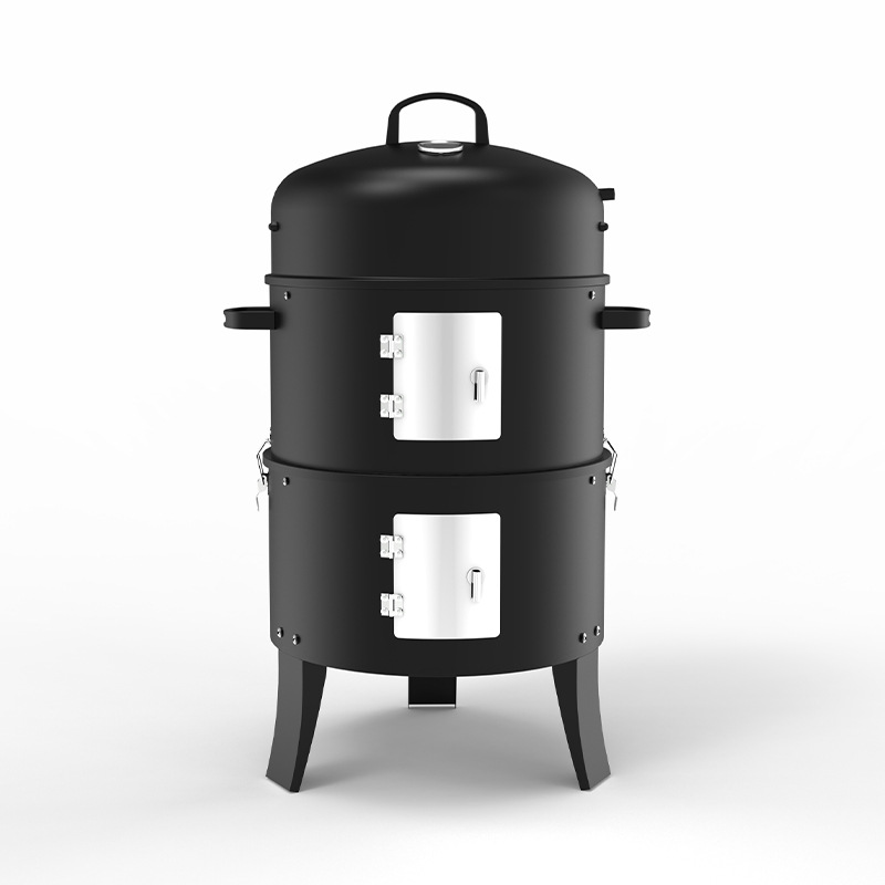 Amazon multifuncional doble puerta 3 en 1 horno de ahumado horno de ahumado horno de barbacoa de carbón al aire libre somker horno de bacon